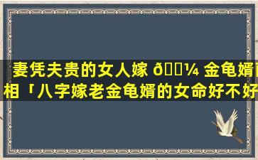 妻凭夫贵的女人嫁 🌼 金龟婿面相「八字嫁老金龟婿的女命好不好」